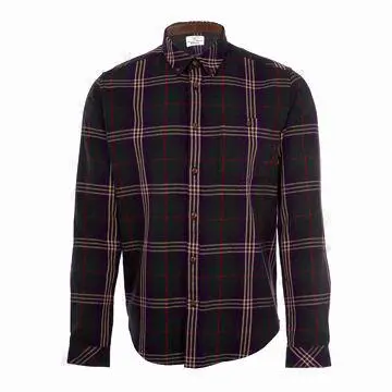 Purple Tartan Kingsdown Button-down Shirt, Made of 100% Cototn