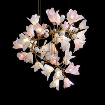 Custom Indoor Decoration Pendant Lamp for Hotel Lobby, Hall, Staircase, Wedding - Flower Ceiling LED Chandelier