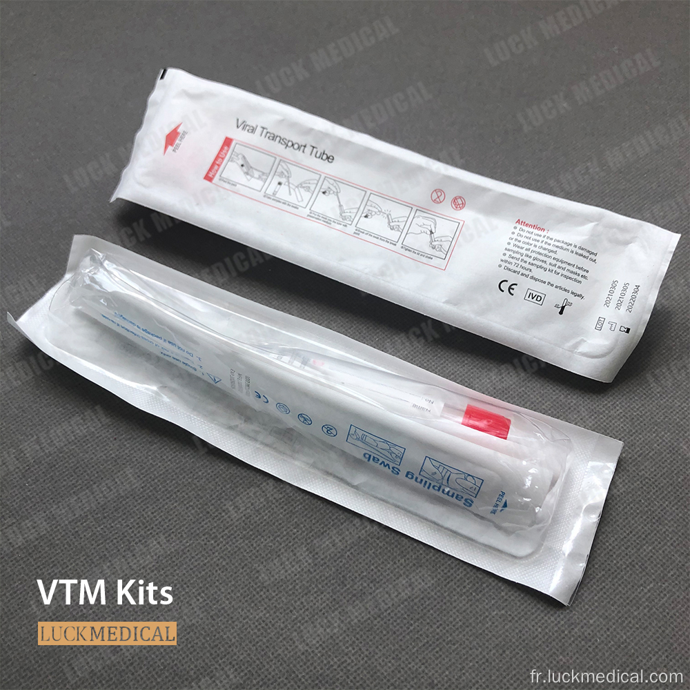 1 ml / 2 ml / 3 ml de tube de transport viral VTM avec écouvillon