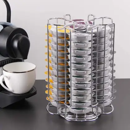 Rotating Pod Organizer for 52 Tassimo Coffee Capsules: Ideal for Home Countertop Pod Storage