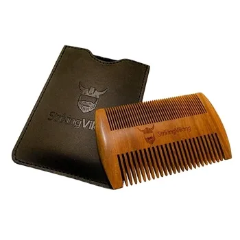 Natural Wood Beard Comb for Grooming - Vinnie Men's Customized Double-Sided Teeth Wooden Comb