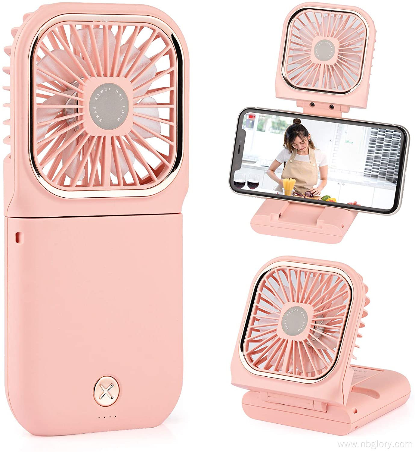 Wholesale Hanging Waist Neck small air Cooler multi-functional power bank mini USB Foldable Phone Holder Mini rechargeable fan