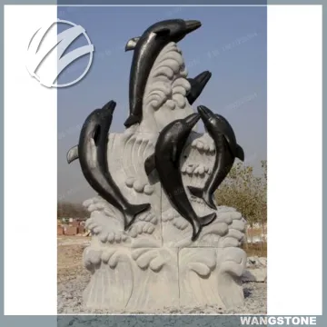 Life size art decoration garden stone sculpture dolphin