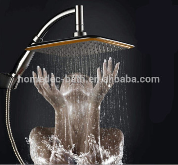 Wholesale ABS plastic ultra thin Rainfall Square rotating shower head combo 9"