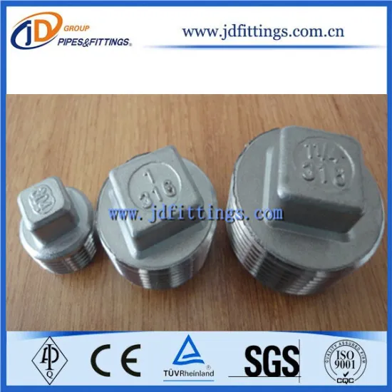 Square Plug Butt Weld Stainless Steel Male Threaded