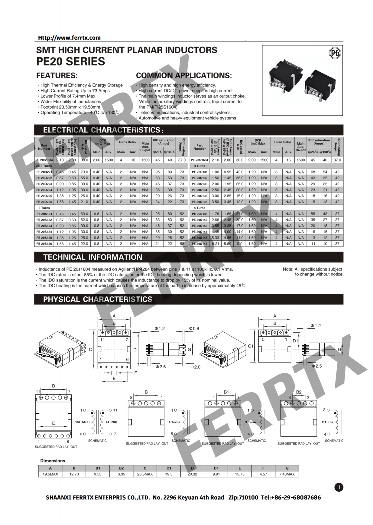 High Power Planar Transformer