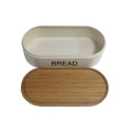 Bread Box Bamboo Lid Stainless Steel Bread Bin