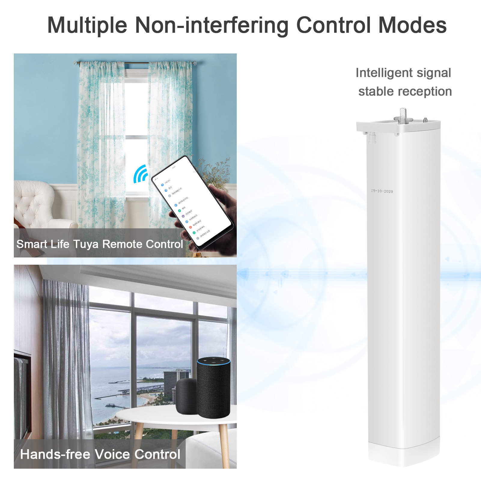 Tuya ZigBee Electric Motorized Curtain Roller Shutter Control Switch RC Curtain Motor Compatible with Alexa Google Assistant