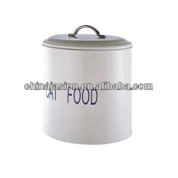 Metal White Dog Cat pet food container
