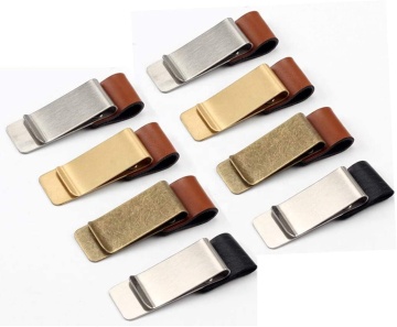 PU Leather Pen Loop with Stainless Steel Clip for Notebooks