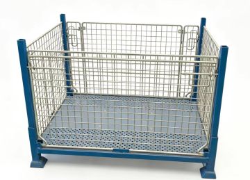 Foldable Stackable Steel Wire Mesh Warehouse Storage Cage