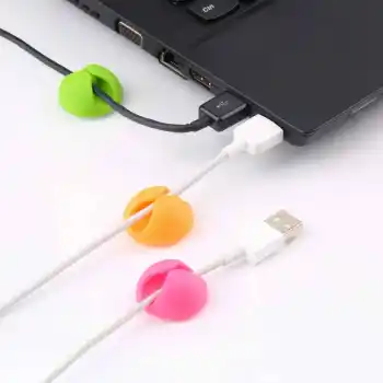 6/8/10 pcs Silicone Multipurpose Cable Clamp Wire Clips Holder Organizer for PC Desktop Color Random