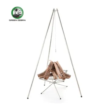 Portable Camping BBQ Oven with Adjustable Height Tripod Stand and Stainless Steel Construction