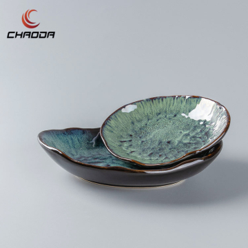 Rustic Ceramic Yuanbao Shaped Fish Plate