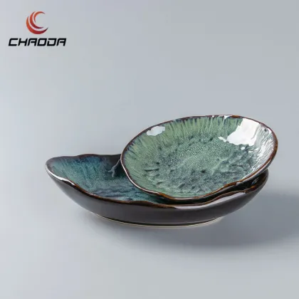 Rustic Ceramic Yuanbao Shaped Fish Plate