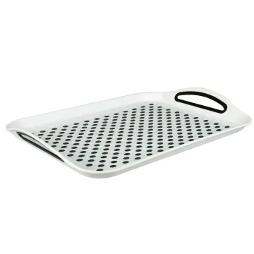 Anti-Slip Plastic Food Serving Trays with Rubber Grip Surface