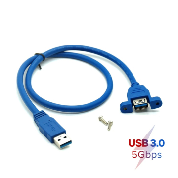 Taipuxi USB 3.0 Paneel Mount vrouwelijk tot mannelijke verlengkabel met schroef: verkrijgbaar in 0,3 m, 0,5 m en 1 m lengtes