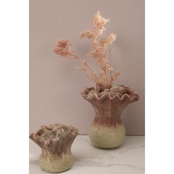 Irregular Elegant Vase for Home Decor Flower Ceramic Vase Pink Vase for Living Room Supplier
