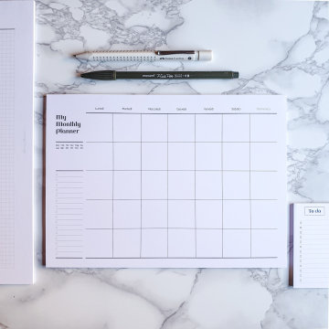 Undated Monthly Desk Calendar Planner Pad