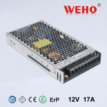 High efficiency smps slim type 200 watts power supply 12v 200w