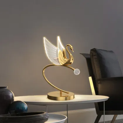 Modern Golden Metal Acrylic Bedside Table Lamp for Hotels
