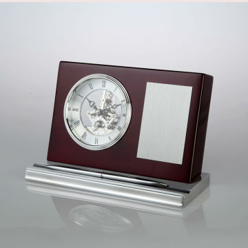 Pen holder wooden desk clock K8033