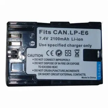 Lithium Batteries, Compatible for Canon LP-E6 with 2,100mAh Capacity