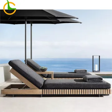 Aluminum Double Sunbed Waterproof Outdoor Chaise Lounge Chair