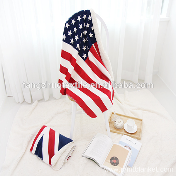 oversized USA flag coral fleece throw blanket 60*80inch