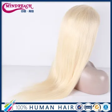 Cambodian human hair full lace wig natural straight full lace human hair wig 22" length #613 blonde color human hair mono wig
