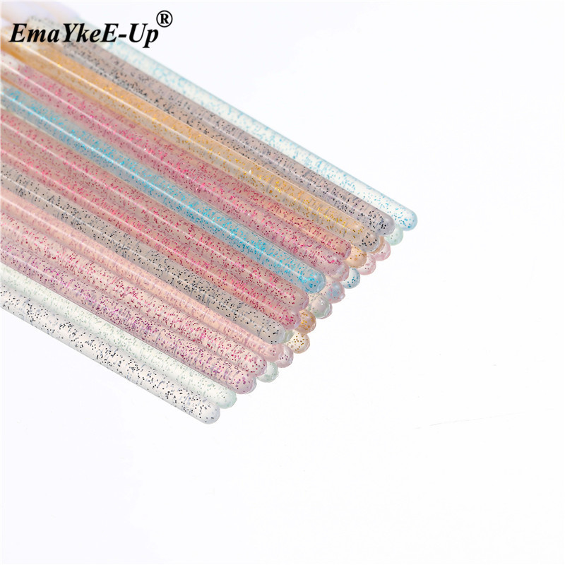 50pcs Women's Fashion Disposable Lip Brush Applicator Mascara Wands Crystal Cosmetic Eyelash Brush Make Up Brushes Tools
