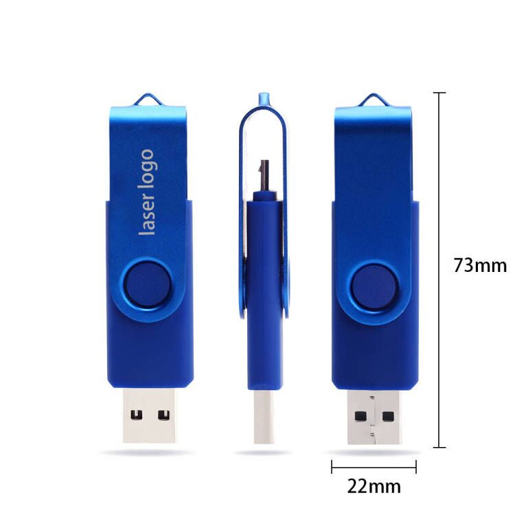 Stick USB giratorio de computadora móvil colorida de doble enchufe