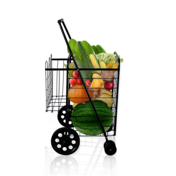China Steel Alloy Folding Supermarket Shopping Cart Factory