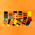 Good quality fashion anti-shrink cotton blend standard thickness jacquard funny cool colorful 6pcs men dress gift boxed socks