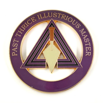 Vintage 3" Masonic Past Master Car Badge Emblem: Metal Auto Decal