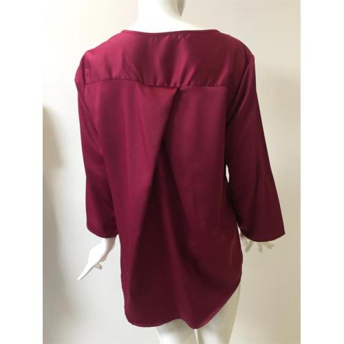 Solid Polyester BlouseIin Color Fuxia