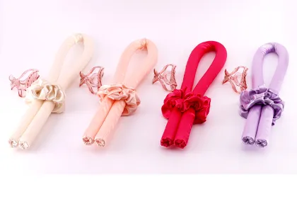 Black Small Crunchies Heatless Curling Rods for TikTok Silk Curls