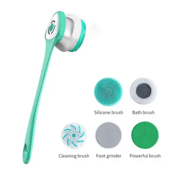 Waterproof Rechargeable 5-in-1 Body Massage Bath Brush with Foot Grinder