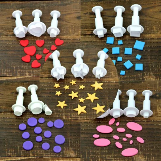 3Pcs Set DIY Fondant Cookie Cake Cutter Stamp Mold Star Baking Tools