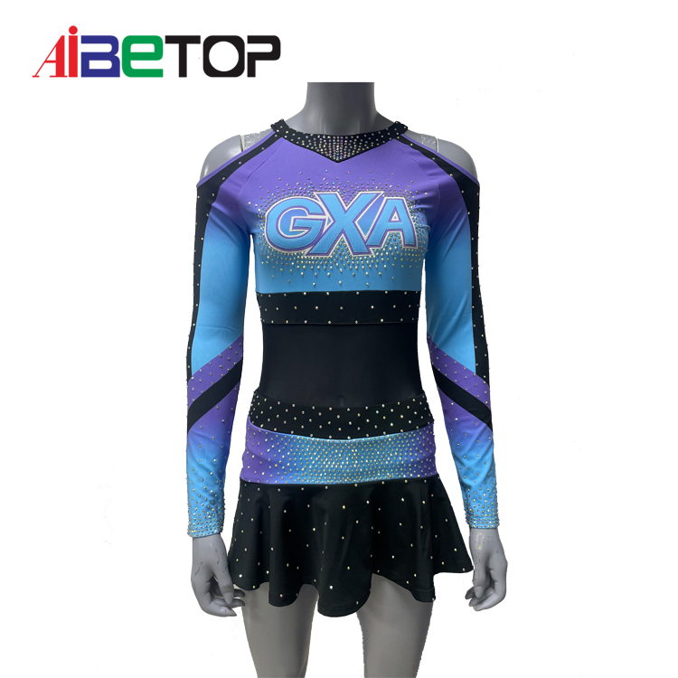 Custom Gradient Color Cheerleader Uniform Blue&Purple Cheerleading Uniform2