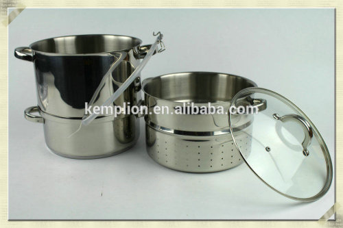 25cm/28cm professional kitchen stainless steel fruit juice steamer /cookware set /cooking pot with hollow handle