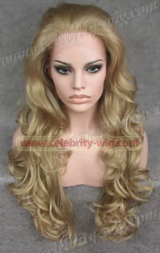 Heidi Klum Supermodel Long Wavy Dark Blonde Synthetic Lace Front Wig