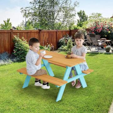 Juego de banco de mesa de picnic de madera para niños al aire libre