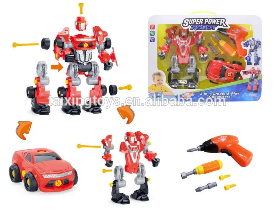 Kids DIY robot 3 in 1 create and play converters Robot to Car Toys for Children