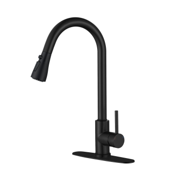 Black Automatic Smart Sensor Kitchen Faucet with Pull-Down Sprayer