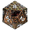 Dragon Scale Metallic 20 Sided Polyhedral Dice 33mm, Over-Sized Solid Metal Dragon Eye D20 Dice (1 Die)