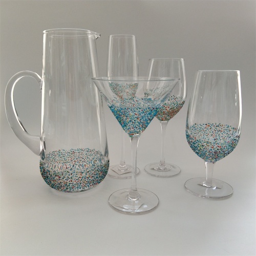 Colorful dots decor glass drinking set