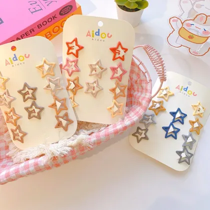 Frosted BB Clips for Children - Heart Shape Hair Accessories in Coffee Color