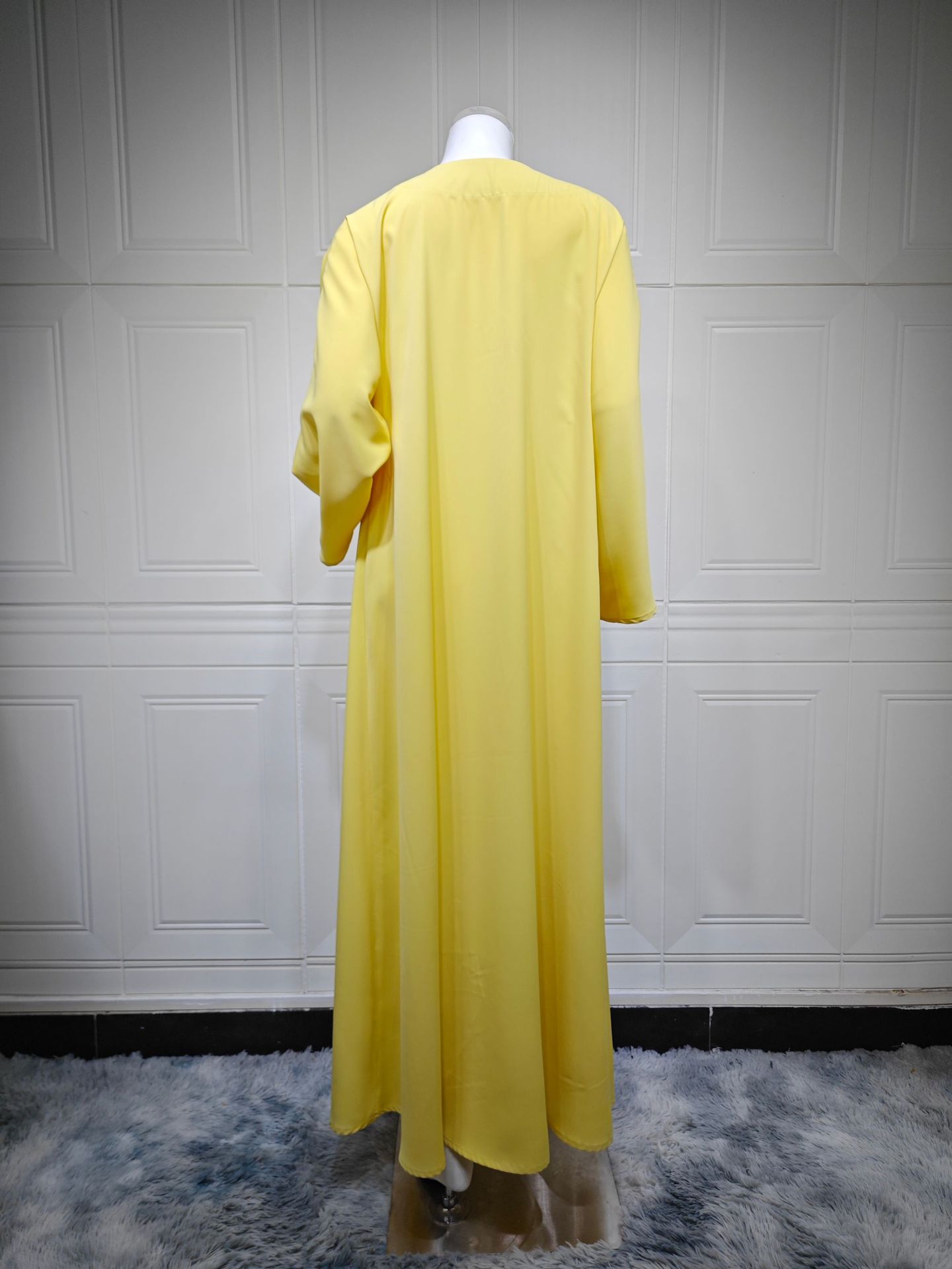 Middle East Solid Color Long Sleeve Loose Maxi Dress Muslim Women Open Abaya Dubai Islamic Clothing Arab Elegant Robe Cardigan6