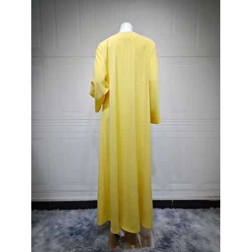 ژاکت کش باف پشمی ابای تابستانی زرد رنگ ثابت